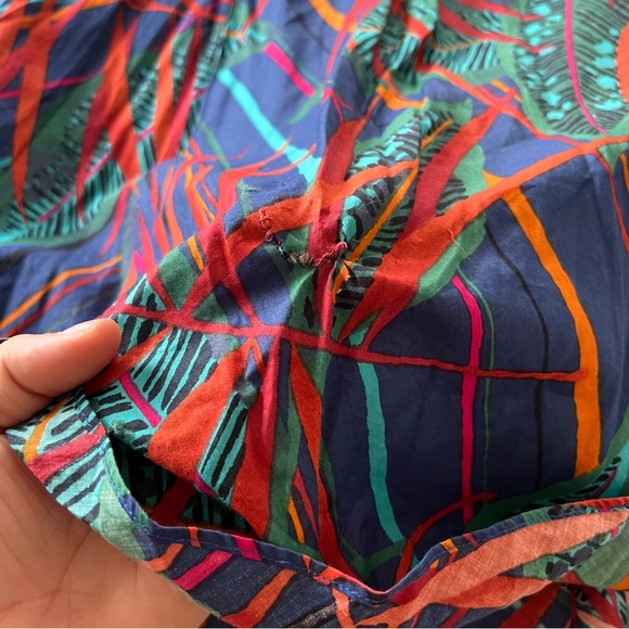 Vintage 80s Rare Joseph Magnin Palm Leaf Lace Up Back Midi Dress - Picture 10 of 10